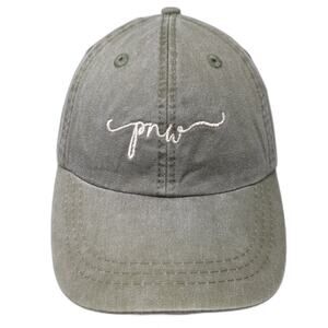 PNW Slideback Baseball Cap Green One Size Embroidered Leather Strap Adams